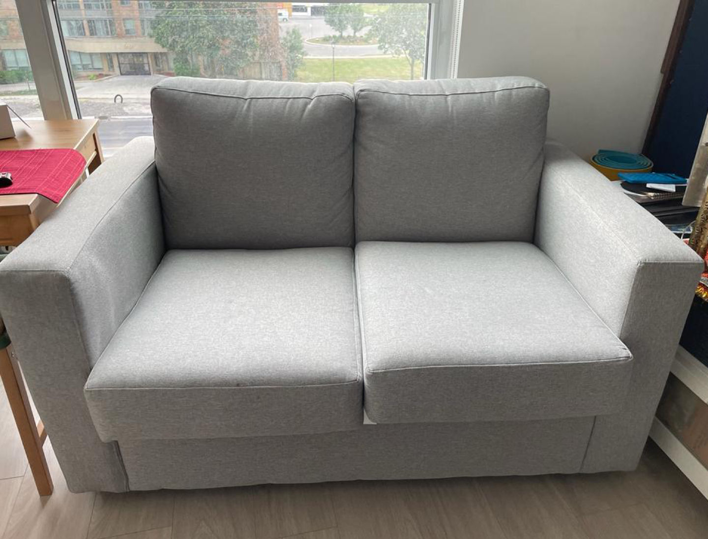 Grey love seat