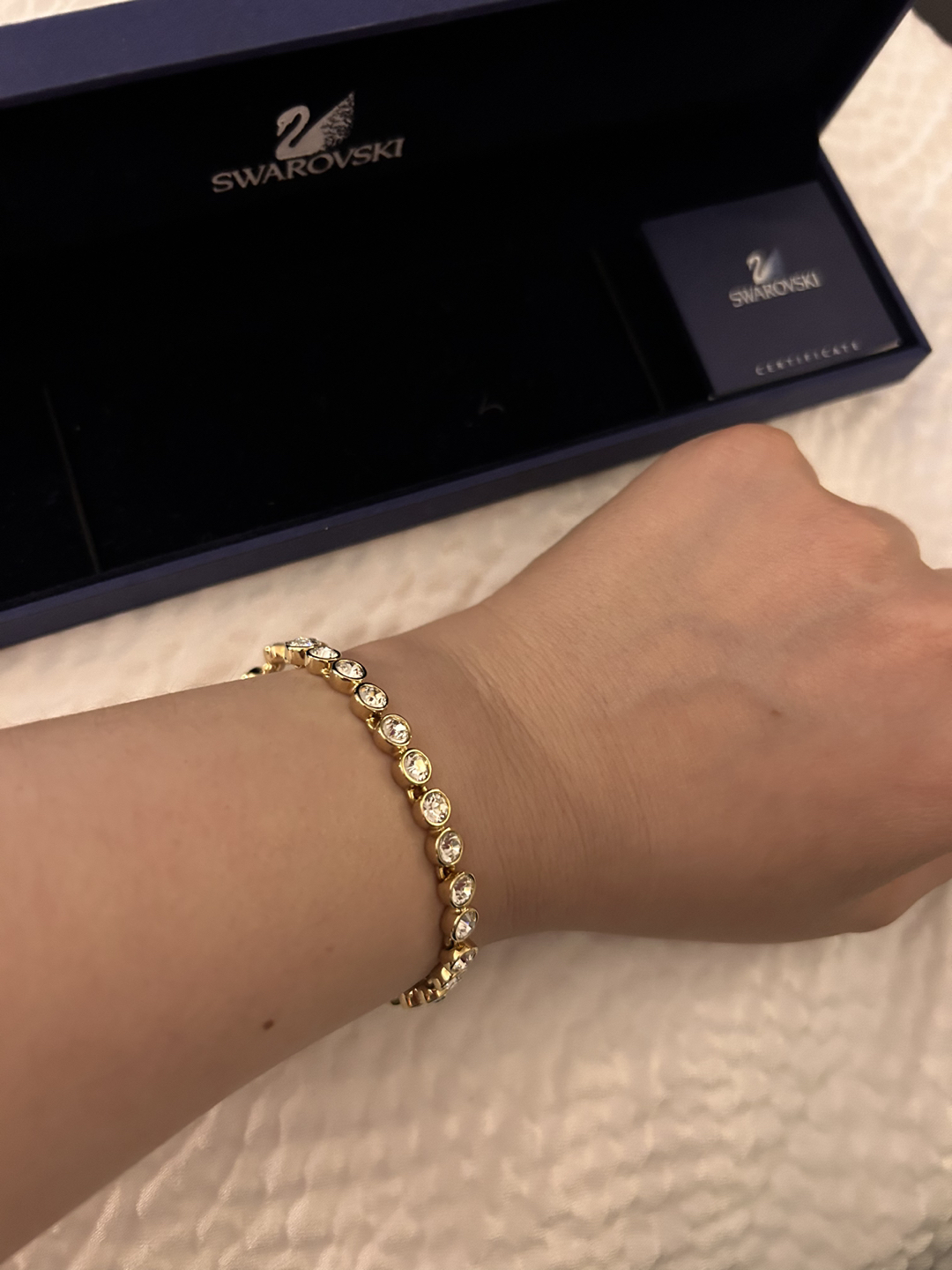 Swarovski Crystal Gold Colour Tennis Bracelet thumbnail