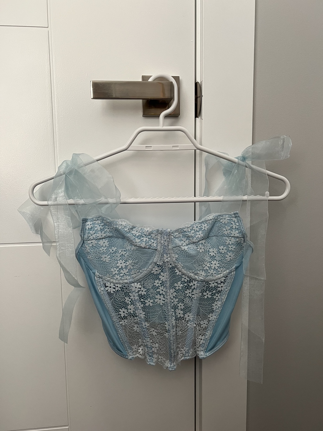NEW blue corset top with ribbon thumbnail