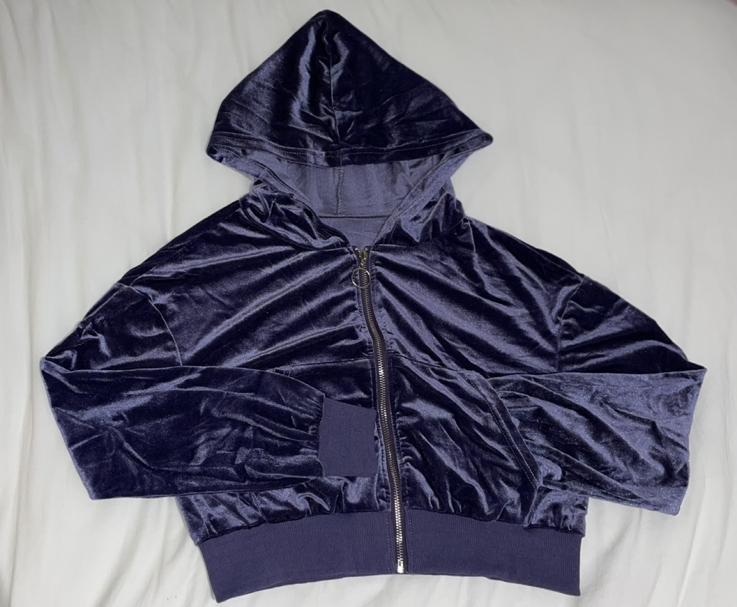 Purple Cropped Zip-Up Hoodie