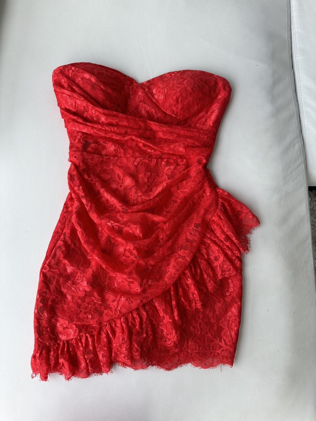 Size small red lace strapless dress thumbnail
