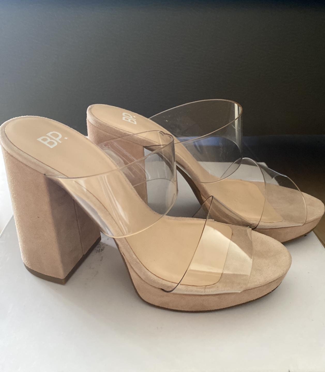 BP Nude Suede Peep Toe Heel (US 5/EUR 35) never worn thumbnail