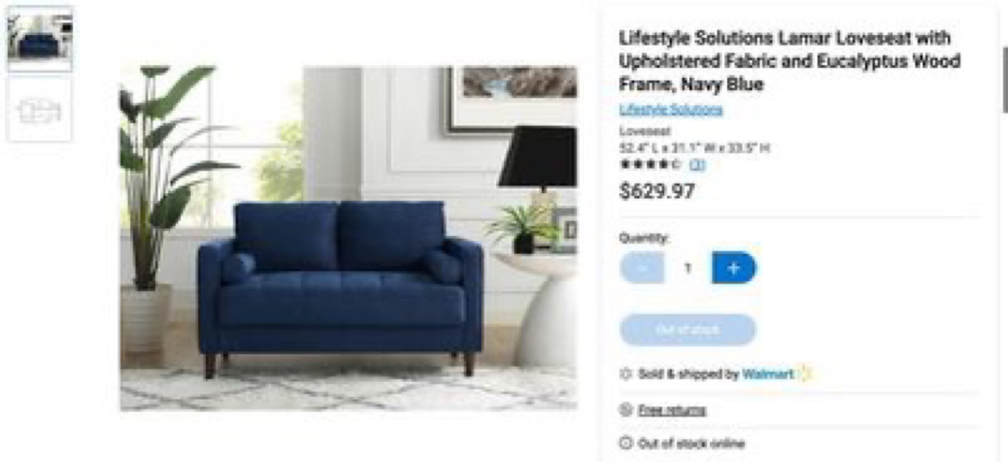 Small blue sofa / couch - photo 3