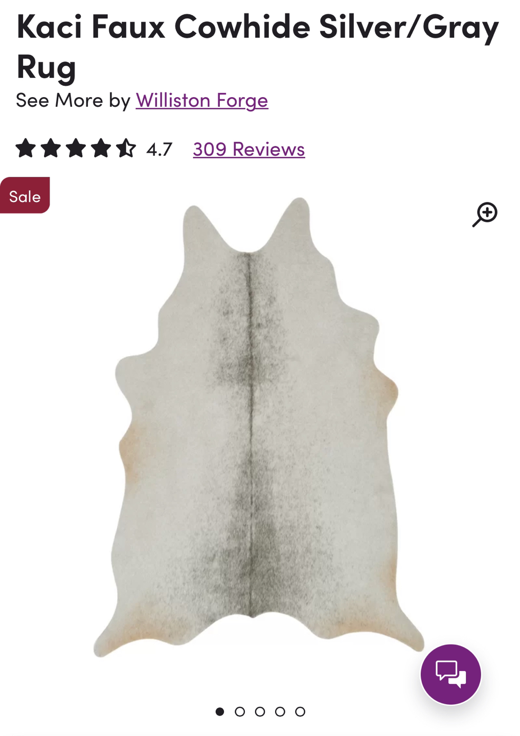 Faux cowhide rug silver/white