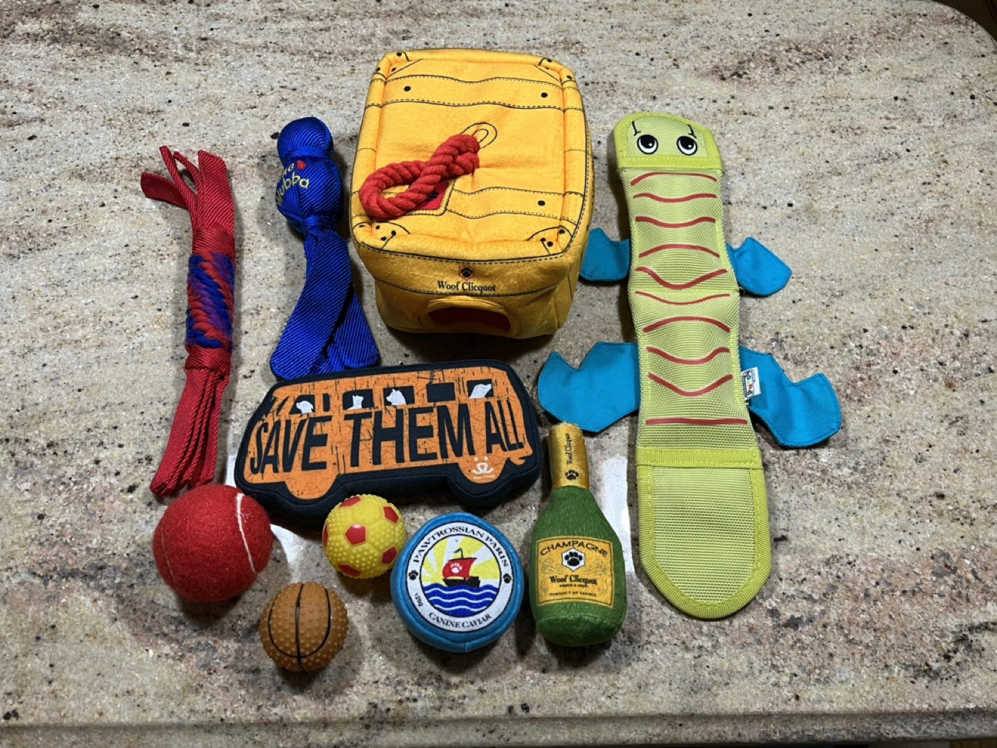 Assorted dog toys