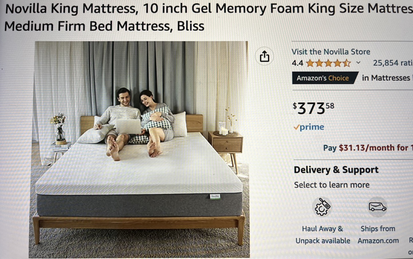 Novilla king mattress (10inch gel memory form mattress)