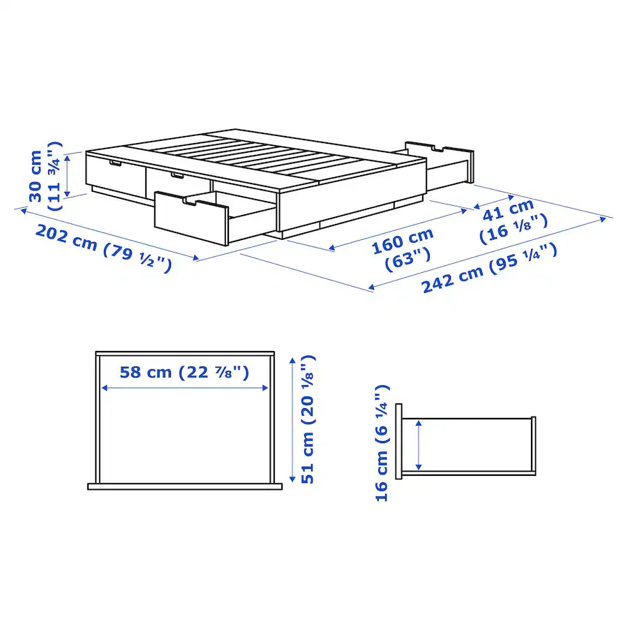 Ikea Nordli Bedframe with Storage Queen - photo 3