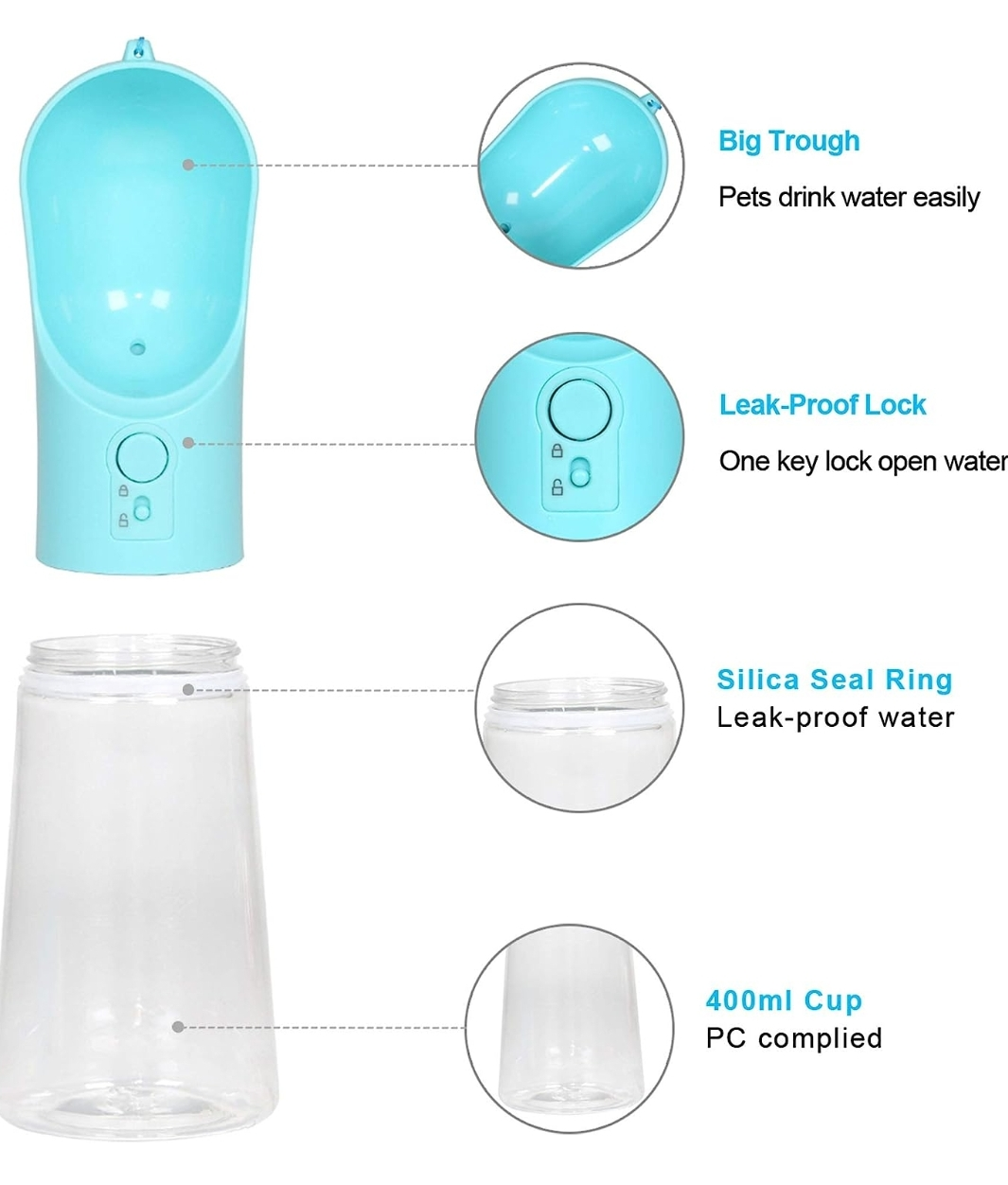 Portable Dog Water bottle (White) - photo 4