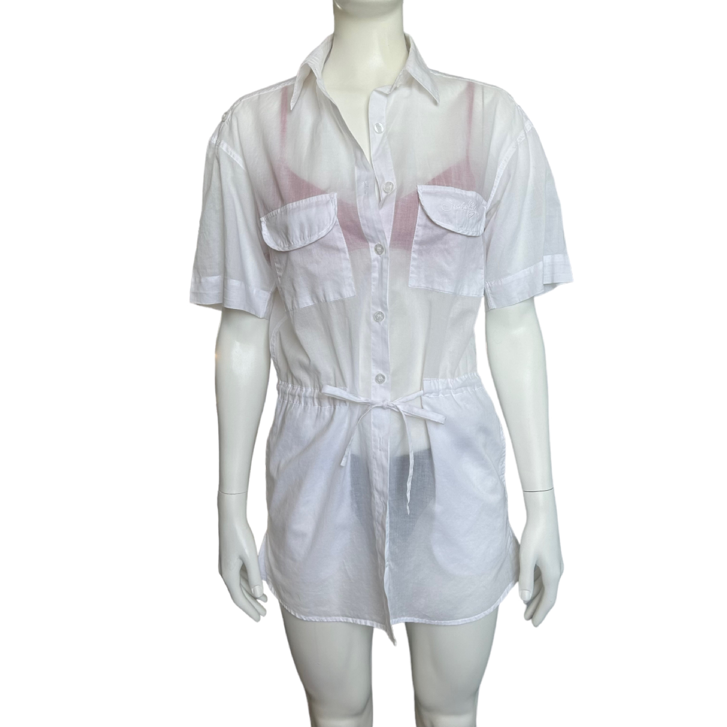 Seafolly Australia White Cotton Beach Coverup XS image indicator(2)