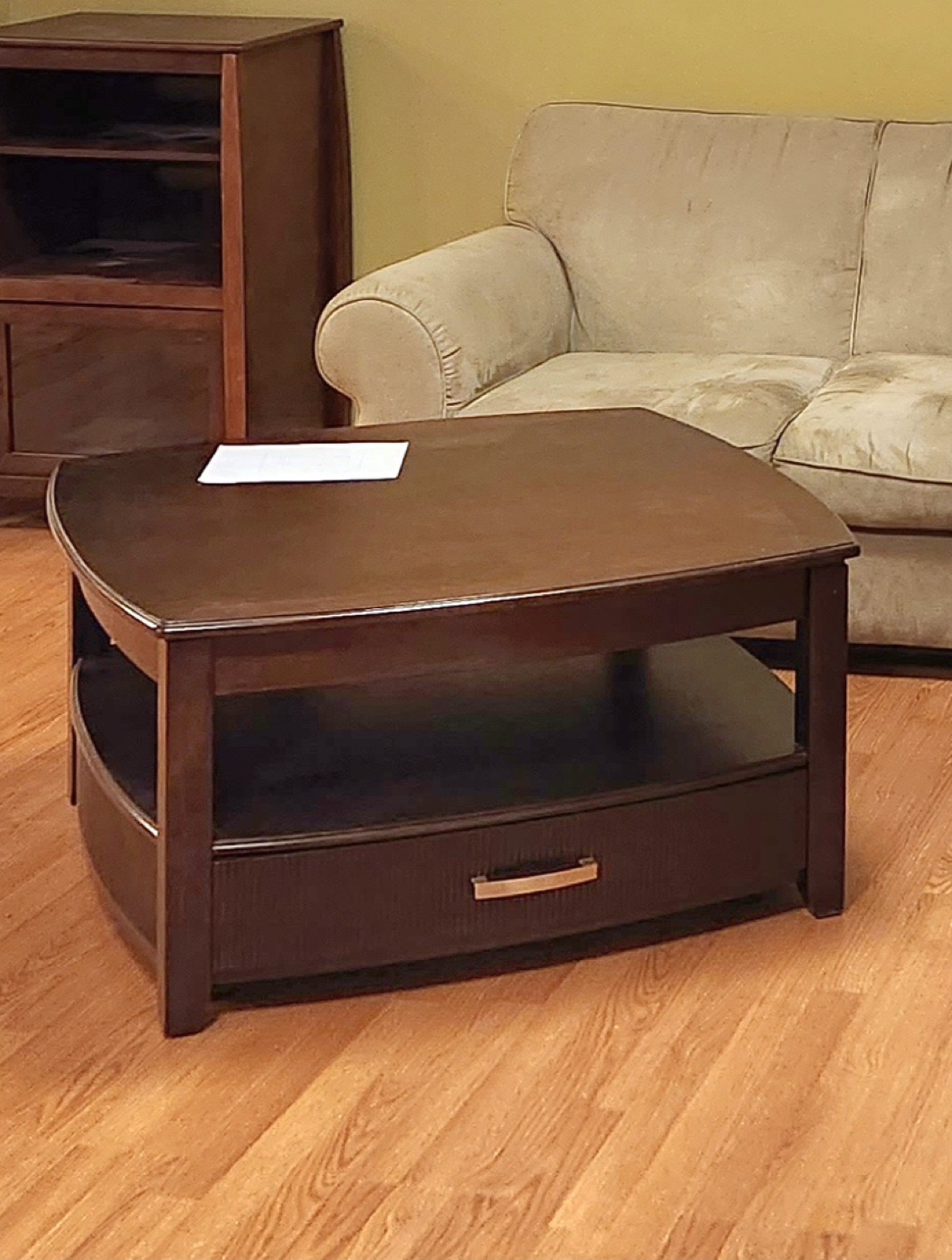 Solid wood square coffee table with storage