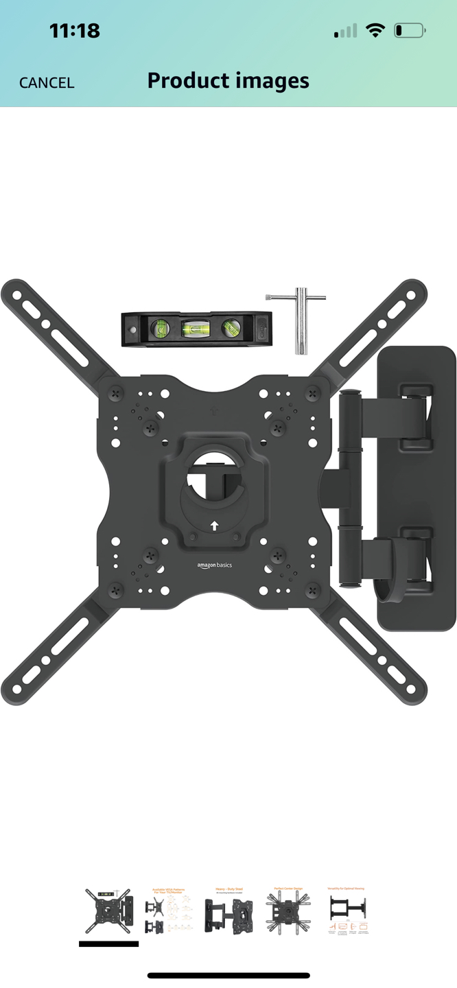 Amazon Basics Full Motion TV Wall Mount for 26-55 Inch TVs