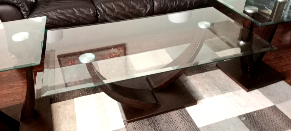 Wooden Coffee table with glass top