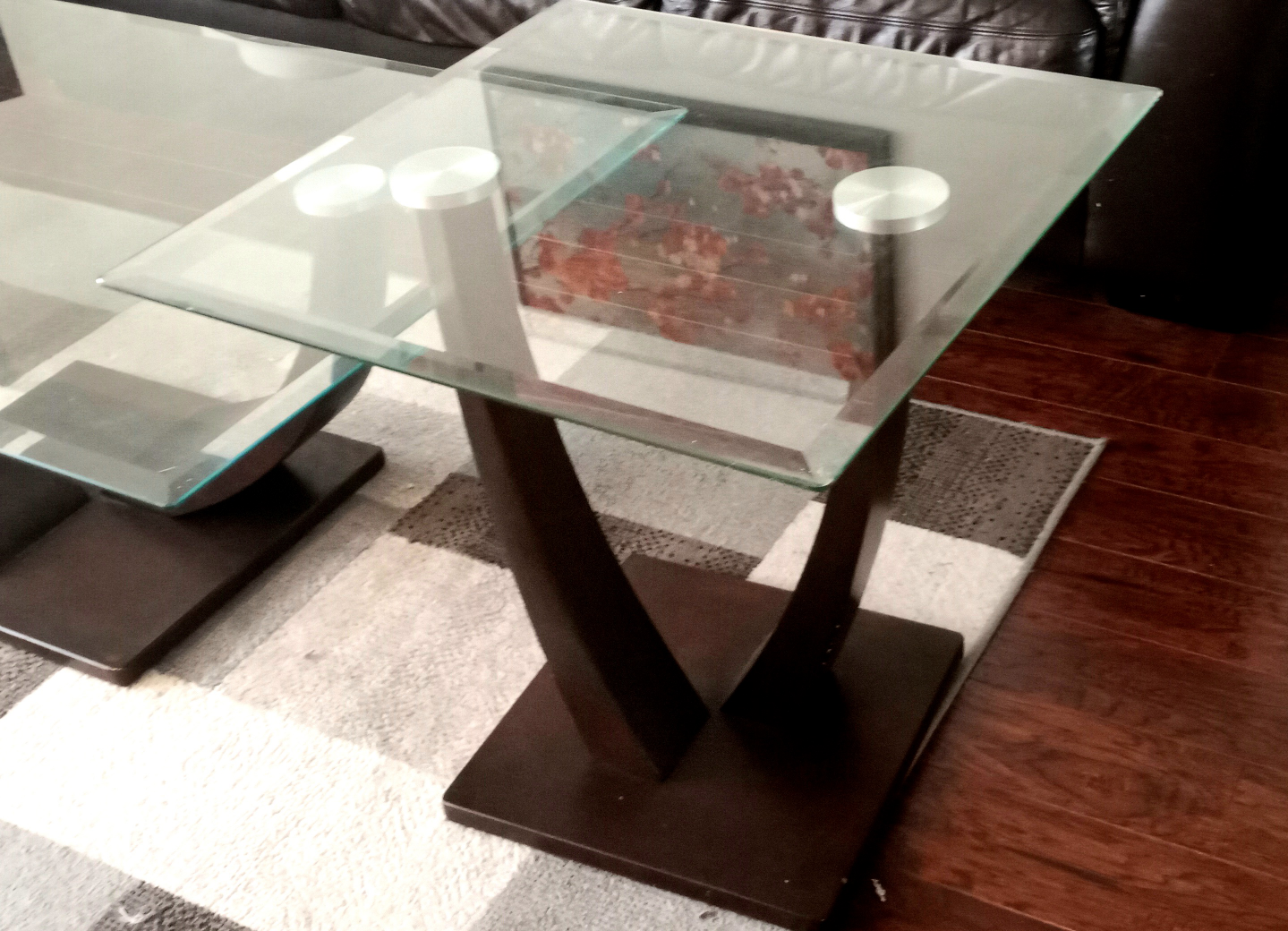 Wooden Coffee table set with glass top - photo 2