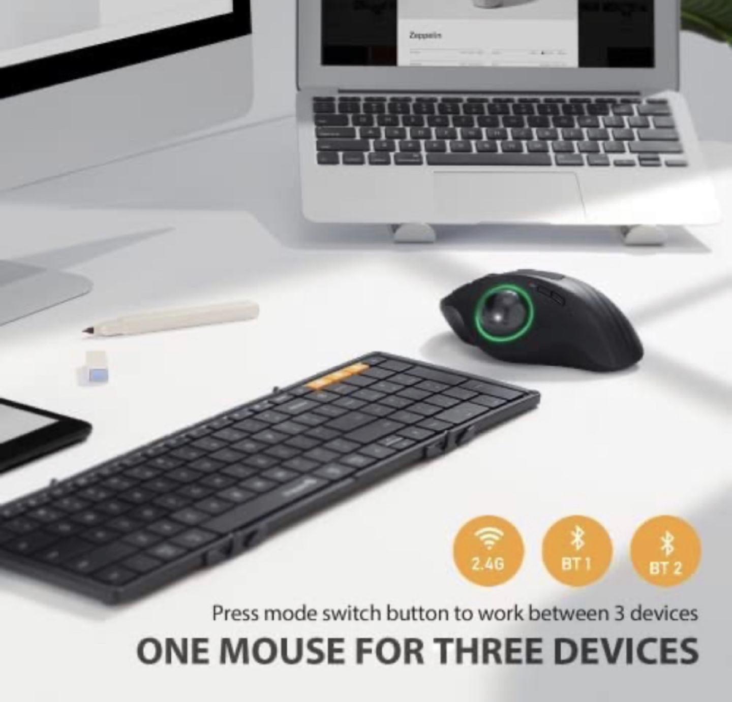 RGB Wireless Mouse ProtoArc Ergonomic Rechargeable Rollerball image indicator(4)