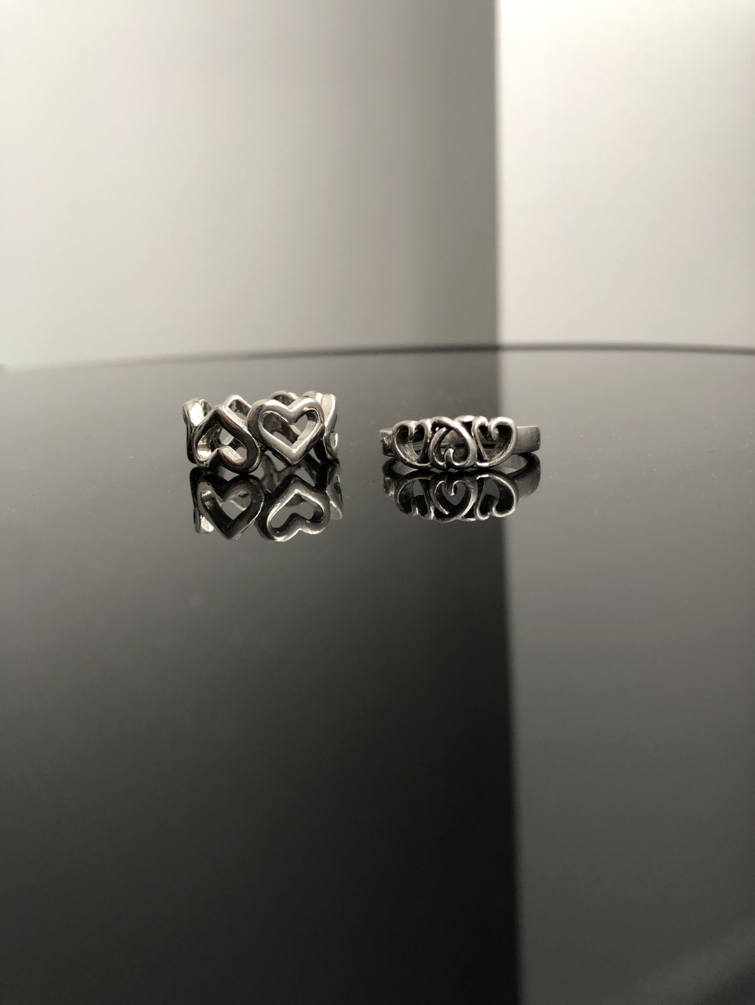 Silver heart rings