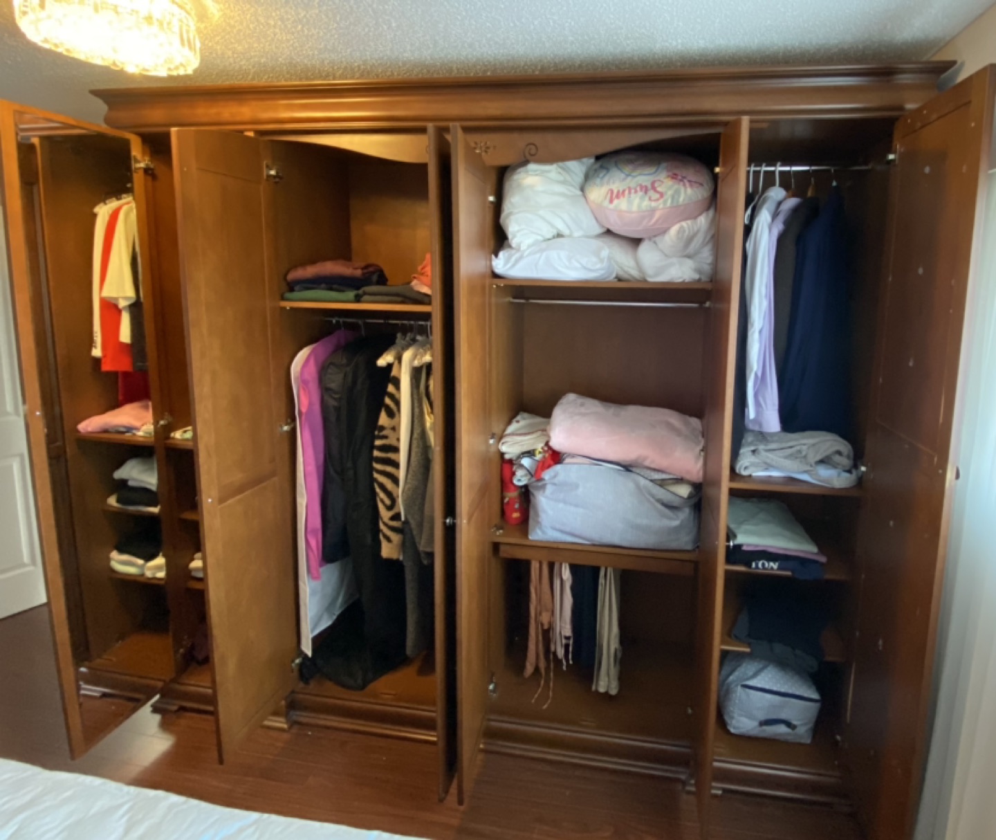 Handcrafted Solid Wood 6-Door Master Bedroom Wardrobe - photo 3