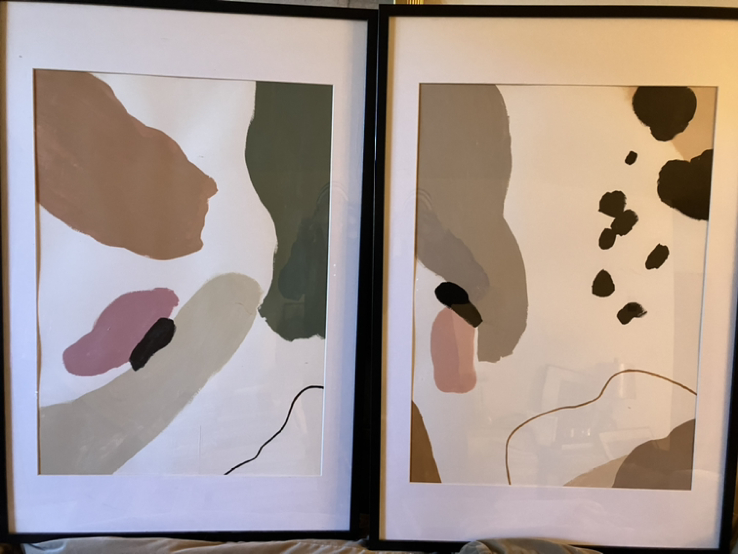 PAIR X Beautiful modern art in LARGE black frames thumbnail
