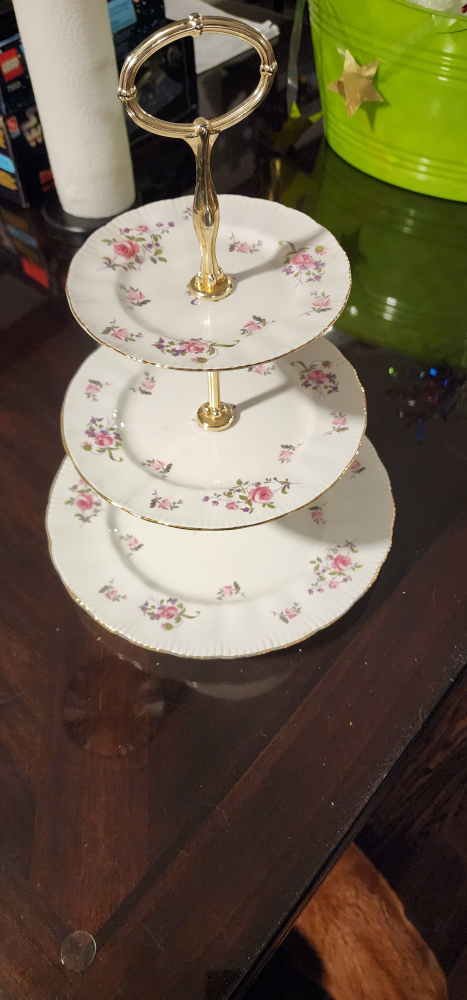 antique tiered serving platter thumbnail