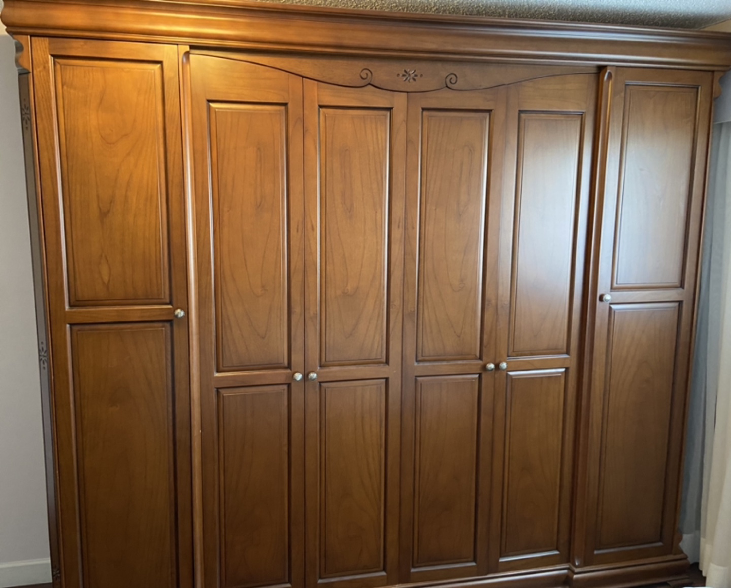 Handcrafted Solid Wood 6-Door Master Bedroom Wardrobe