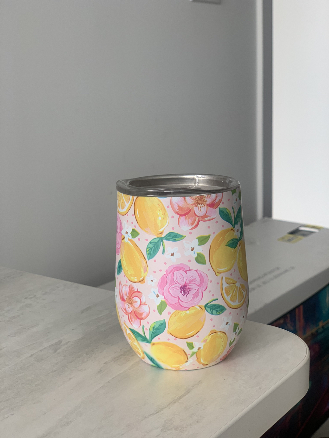 To go cup with flowers