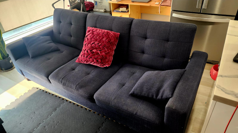 sectional sofa with ottoman in denim blue - photo 3