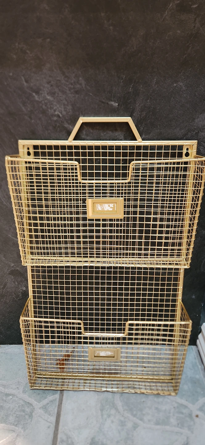 gold metal mesh hanging document folder filing wall