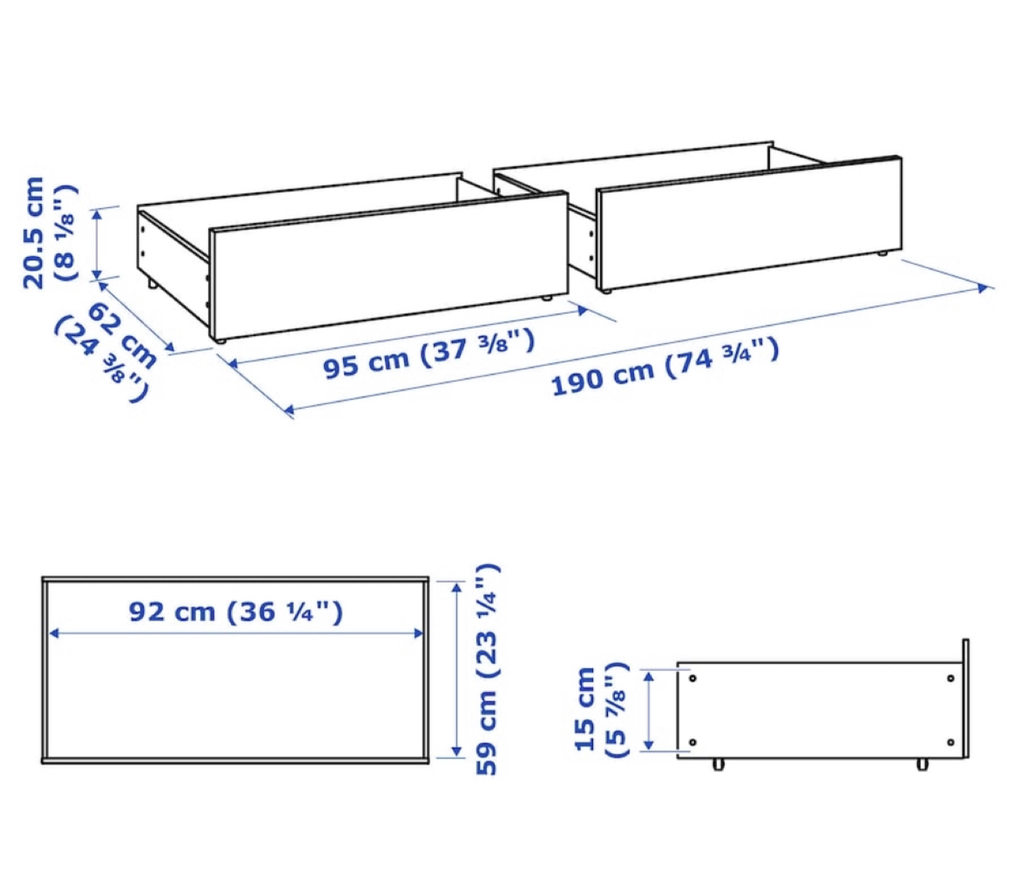 FOUR (4) IKEA Malm Underbed Storage Boxes for Full/Double or Bed - photo 3