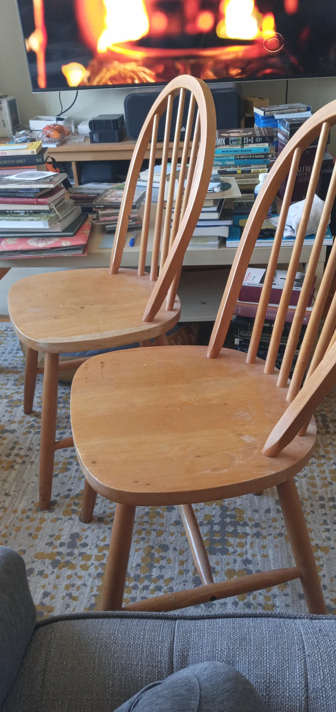 Wooden Chairs Brown Orange Rustic Homey Cute Furniture thumbnail