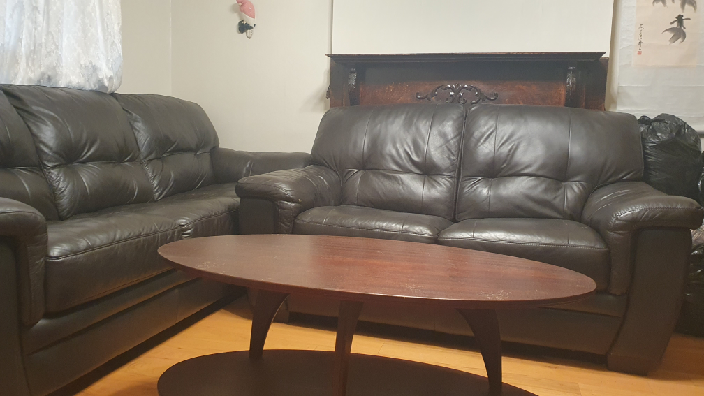 Genuine leather sofa & loveseat