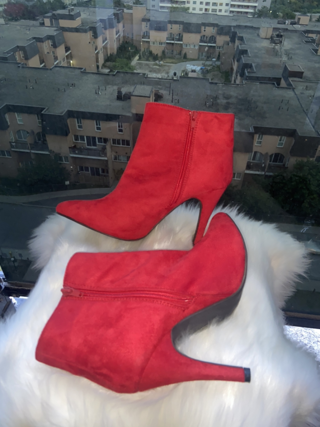 Women’s Red Suede Ankle Heel Boots👠⭐️ image indicator(6)