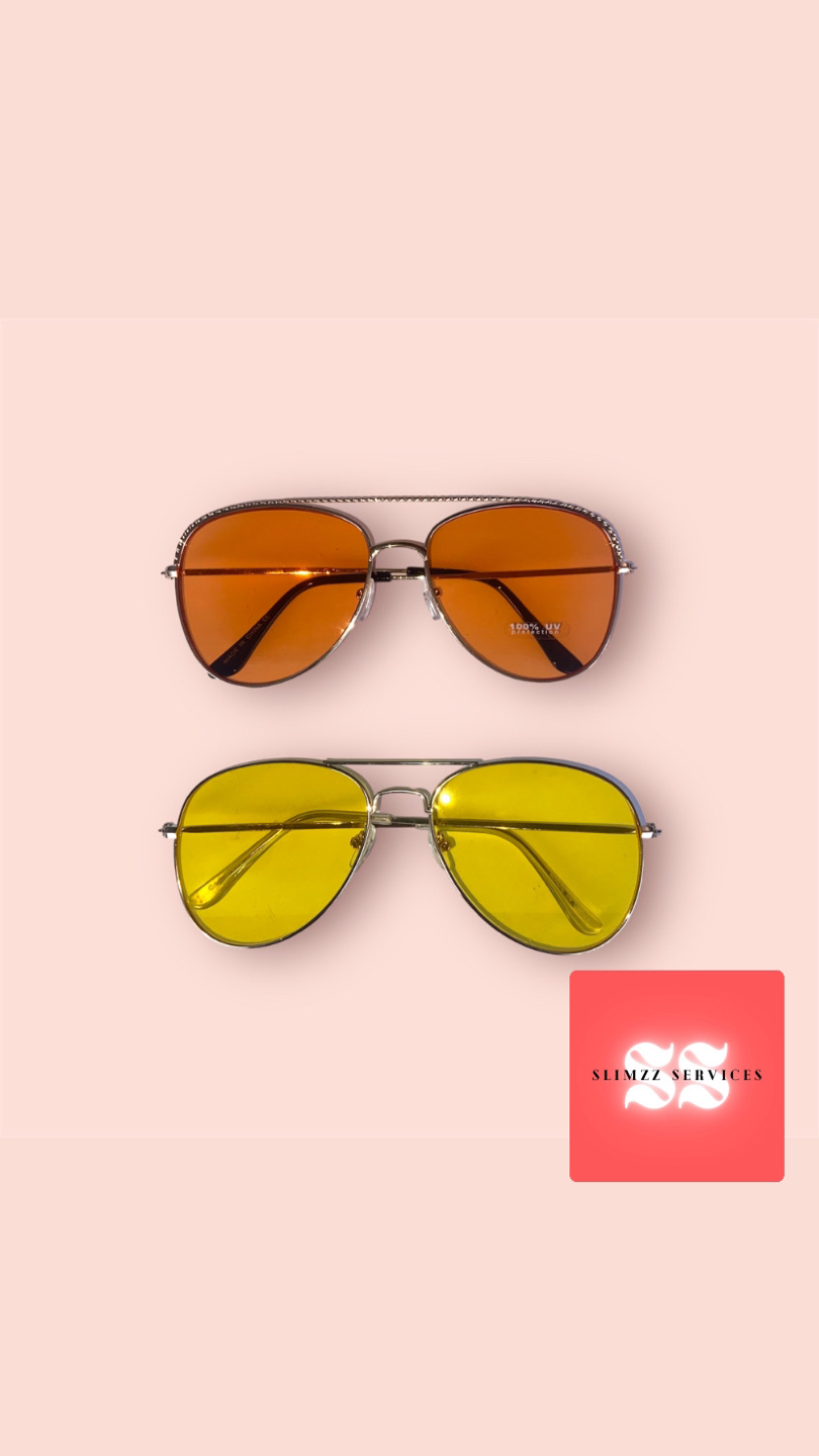 2 Pairs Of Yellow & Orange Aviator Shades thumbnail