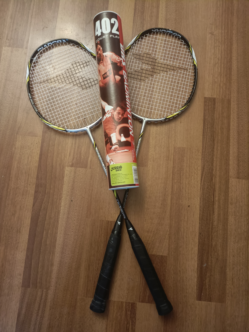 Badminton racquets and shuttlecocks