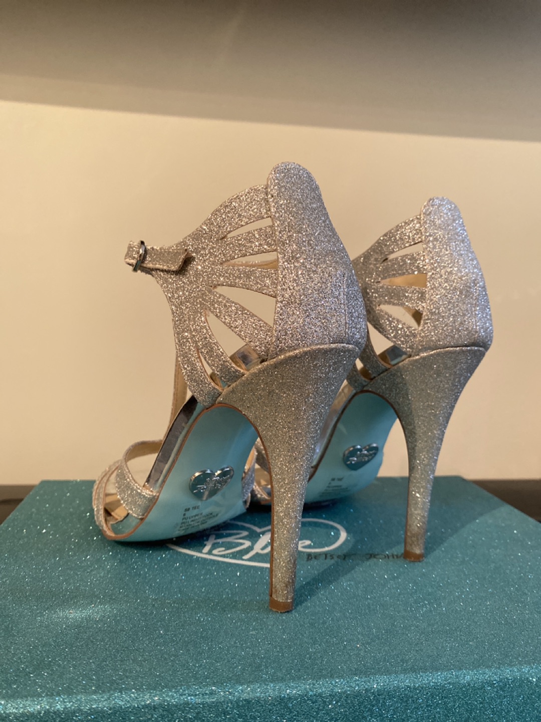 Betsey Johnson Silver Glitter Heels (size 6) image indicator(5)