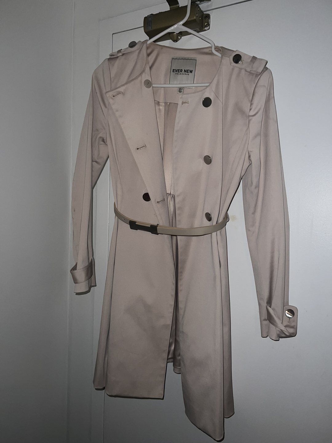 Cream mid length pea coat trench (s) thumbnail