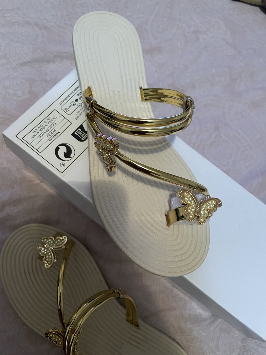 Gold butterfly sandals thumbnail