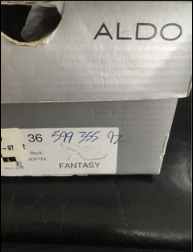 ALDO Black leather open toe
slide sandal with steel heel image indicator(5)