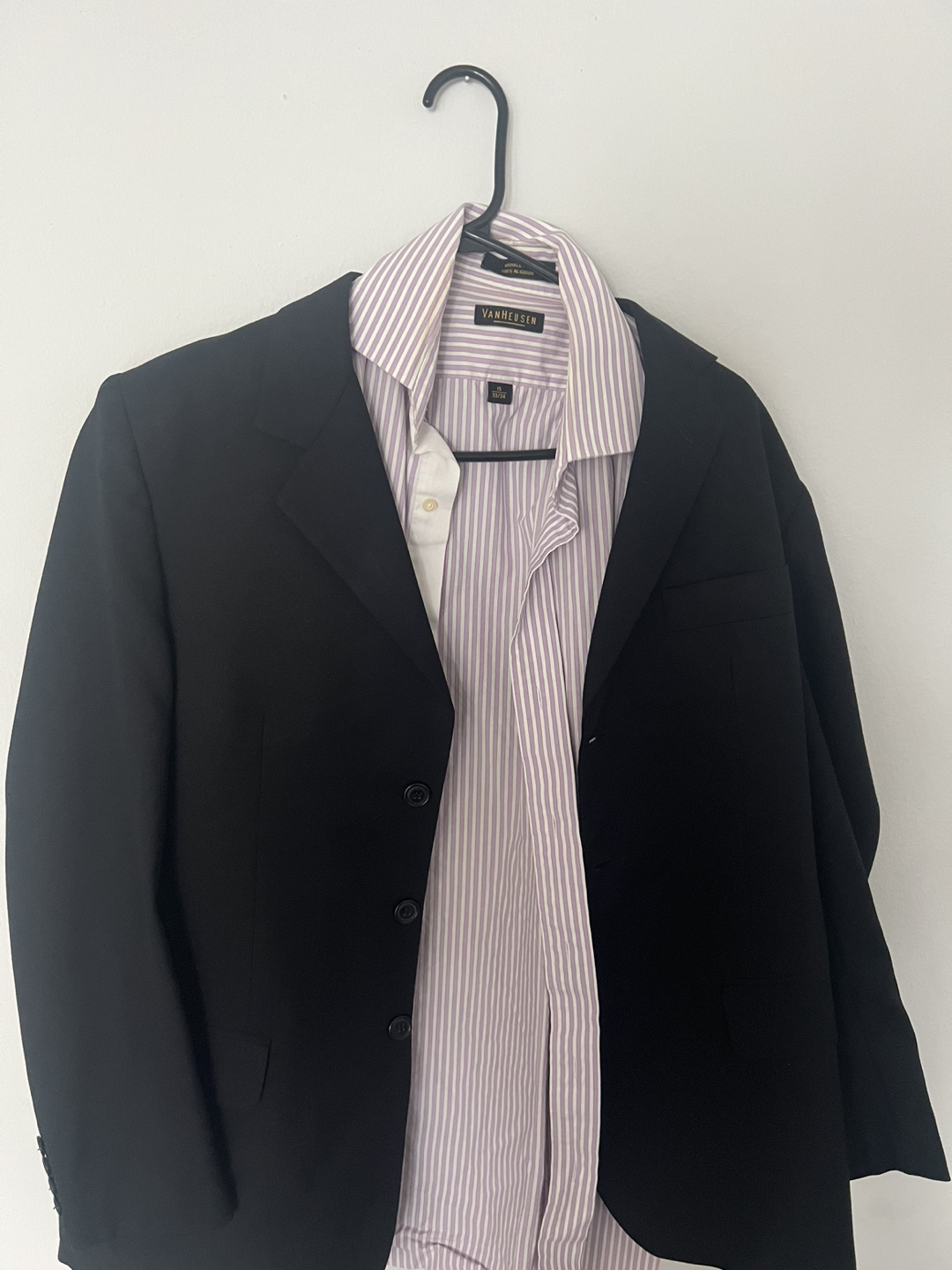 Black Suit + pink ish shirt
