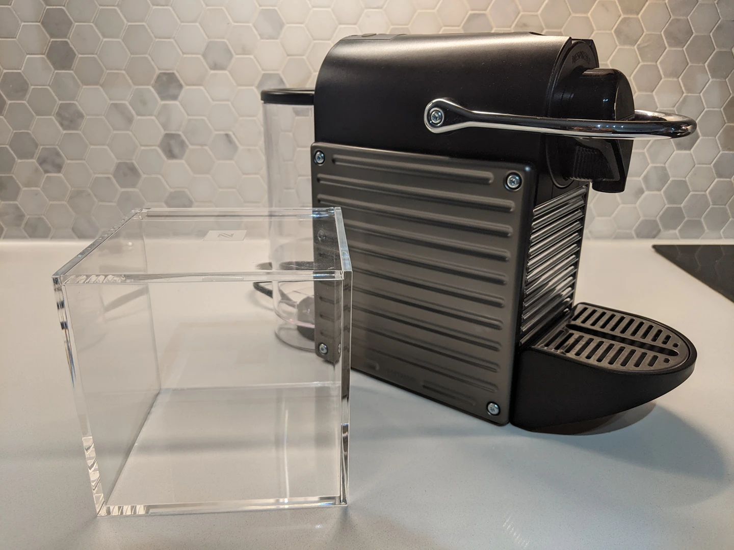 Nespresso Pixie Coffee Machine and capsule dispenser cube thumbnail