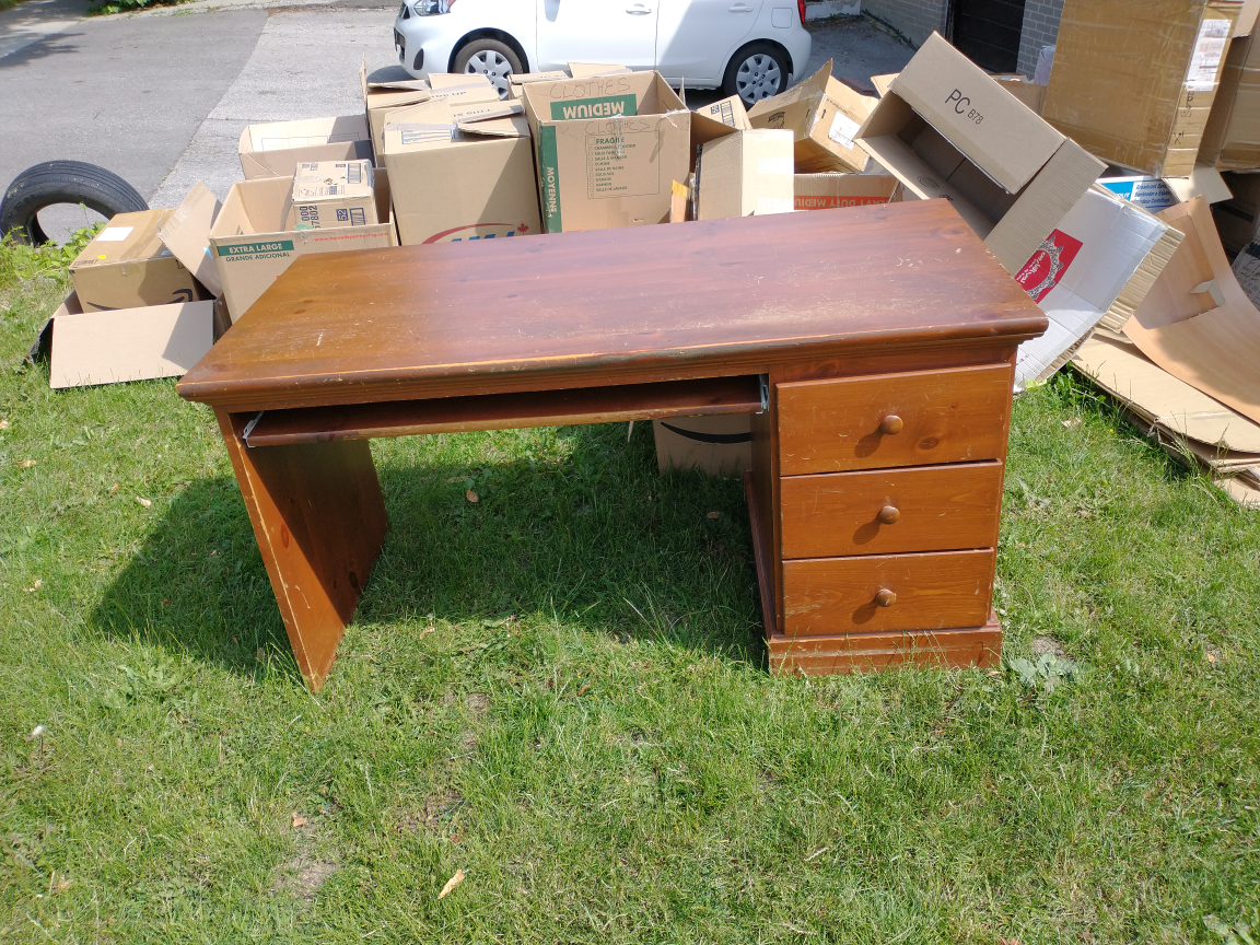 For sale student table solid wood and Moving boxes $1 to 3$ 