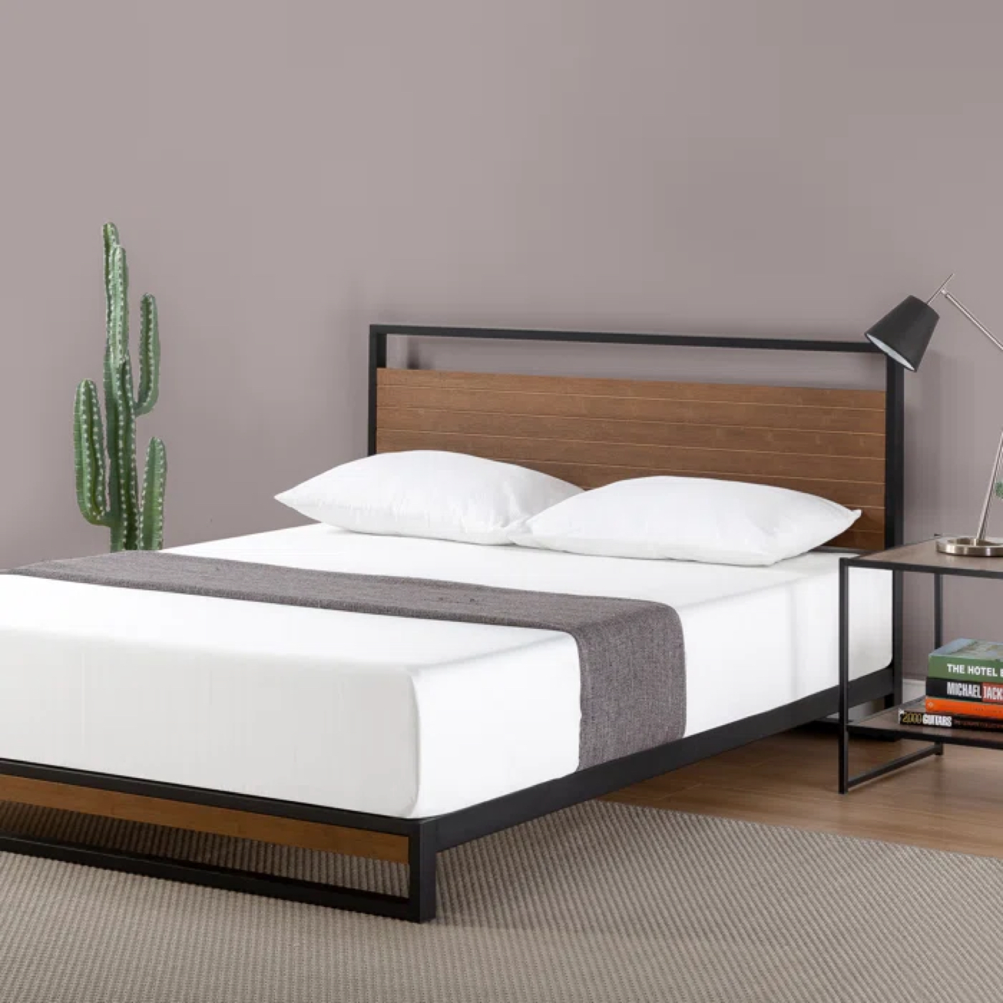 Queen sized bed frame zinus low profile wood