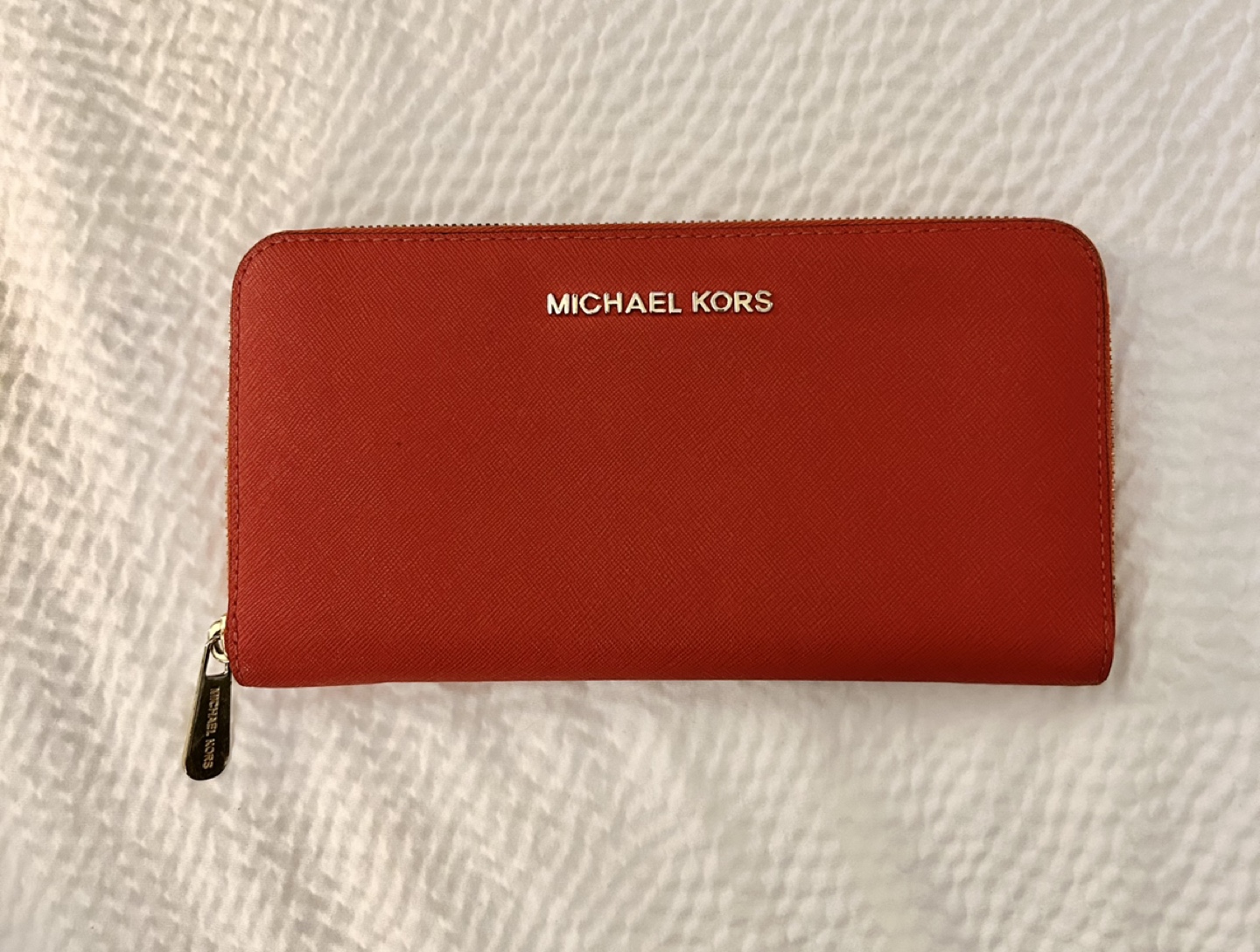 Genuine Large Michael Kors Coral Saffaino Leather Wallet thumbnail