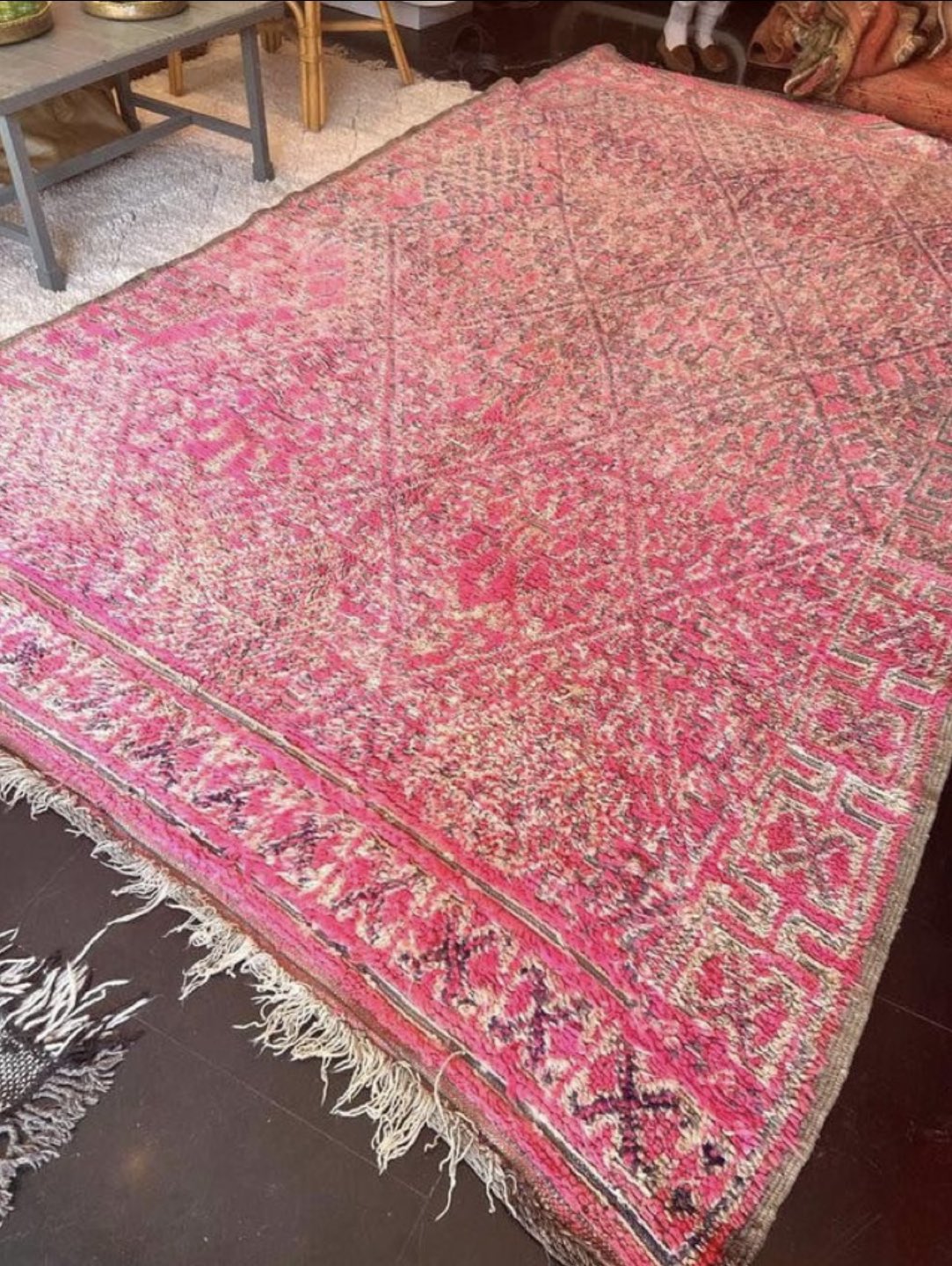 Super Fun!  Boho, Pink Moroccan Statement Carpet! thumbnail