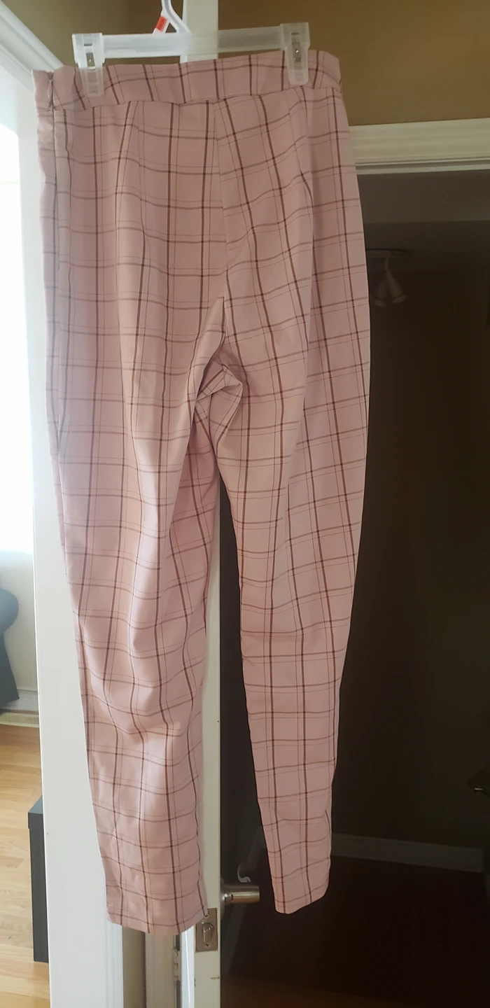 Platted / Square pattern pink retro pants image indicator(2)