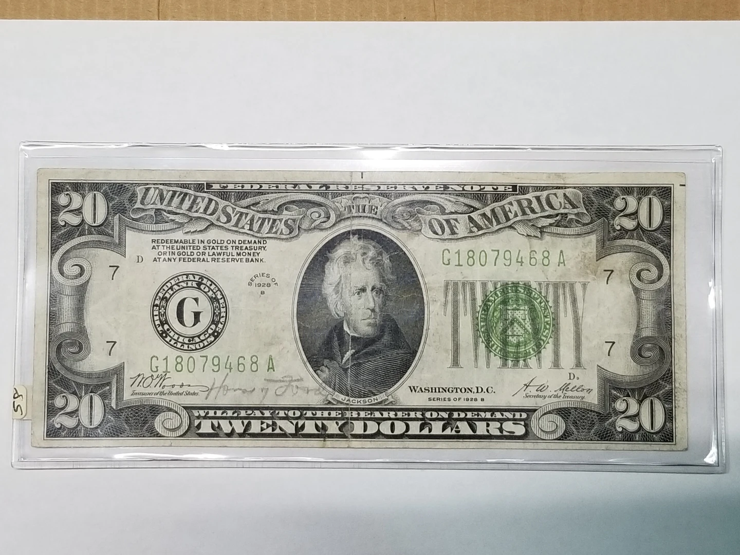 1928-B $20 Dollar Bill Federal Reserve Note Gold Clause Chicago thumbnail
