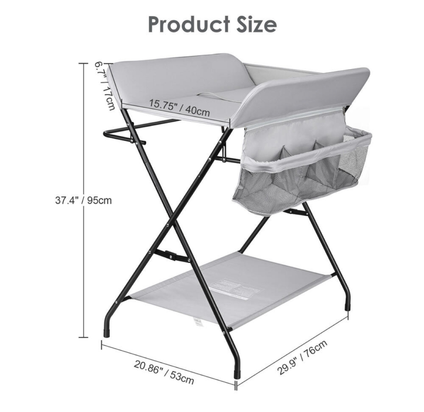 Baby Changing Table, Folding Diaper Station Nursery Organizer - photo 2