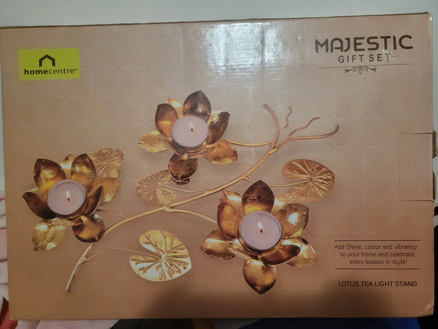 beautiful tea light stand golden Diwali gift brand new image indicator(5)