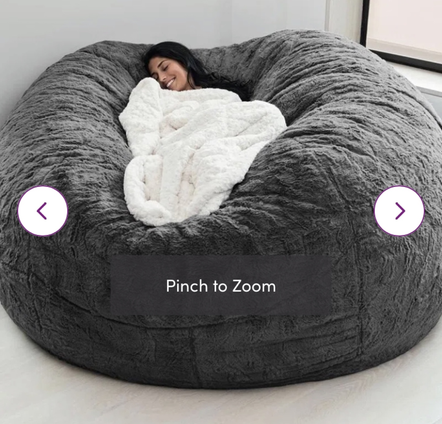 5Ft Dark Grey Polyester Bean Bag Cover