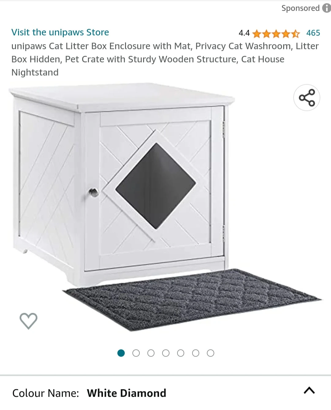 unipaws Cat Litter Box Enclosure with Mat - Unboxed