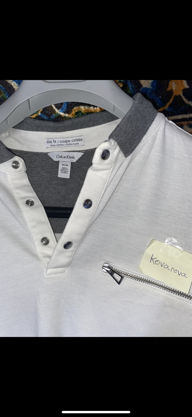 Calvin Klein Liquid Touch Slim Fit Polo Shirt (white/grey) - photo 2