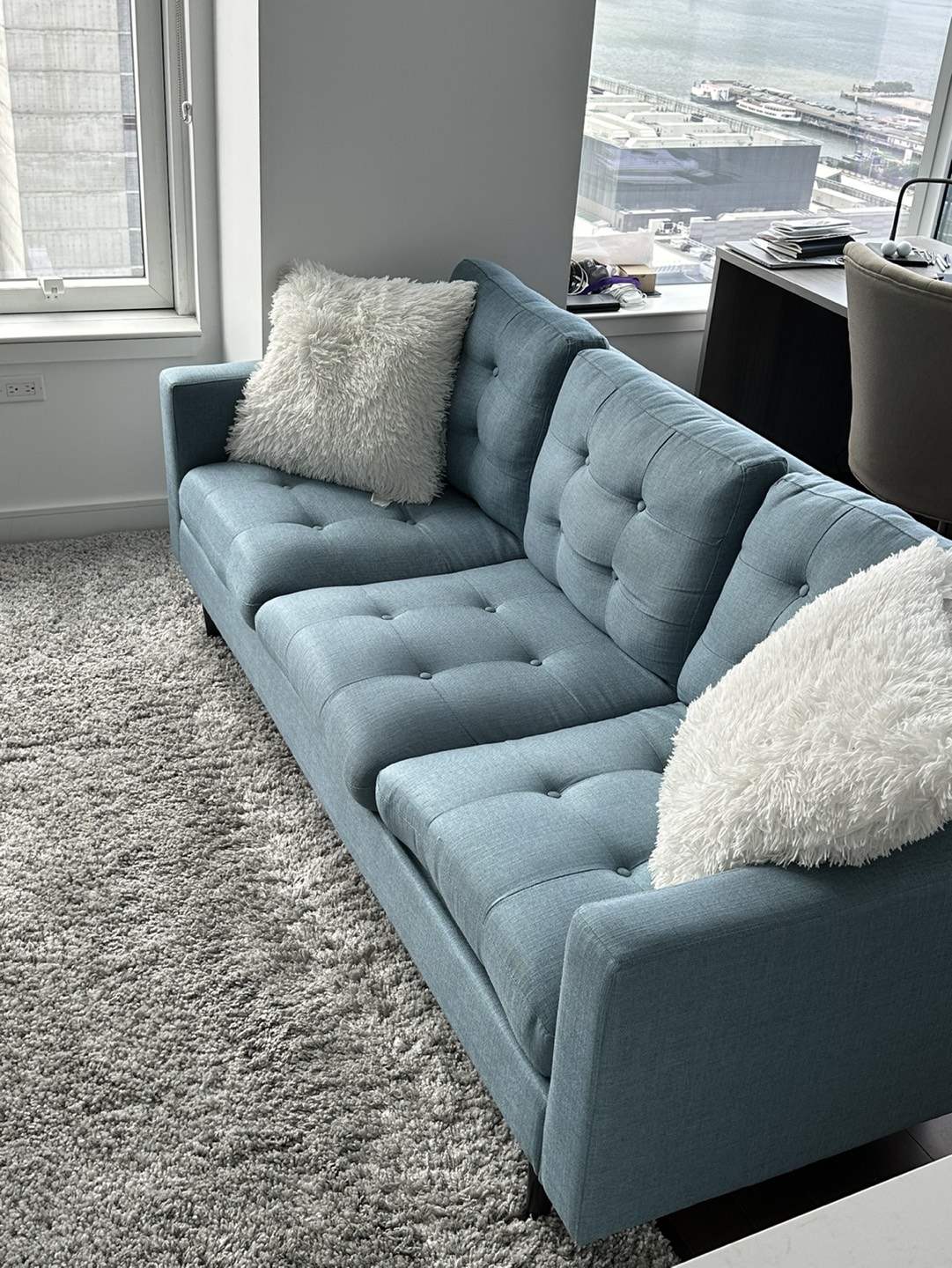 Elegant Baby Blue Couch